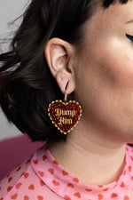 Load image into Gallery viewer, Dump Him Red Glitter Earrings
