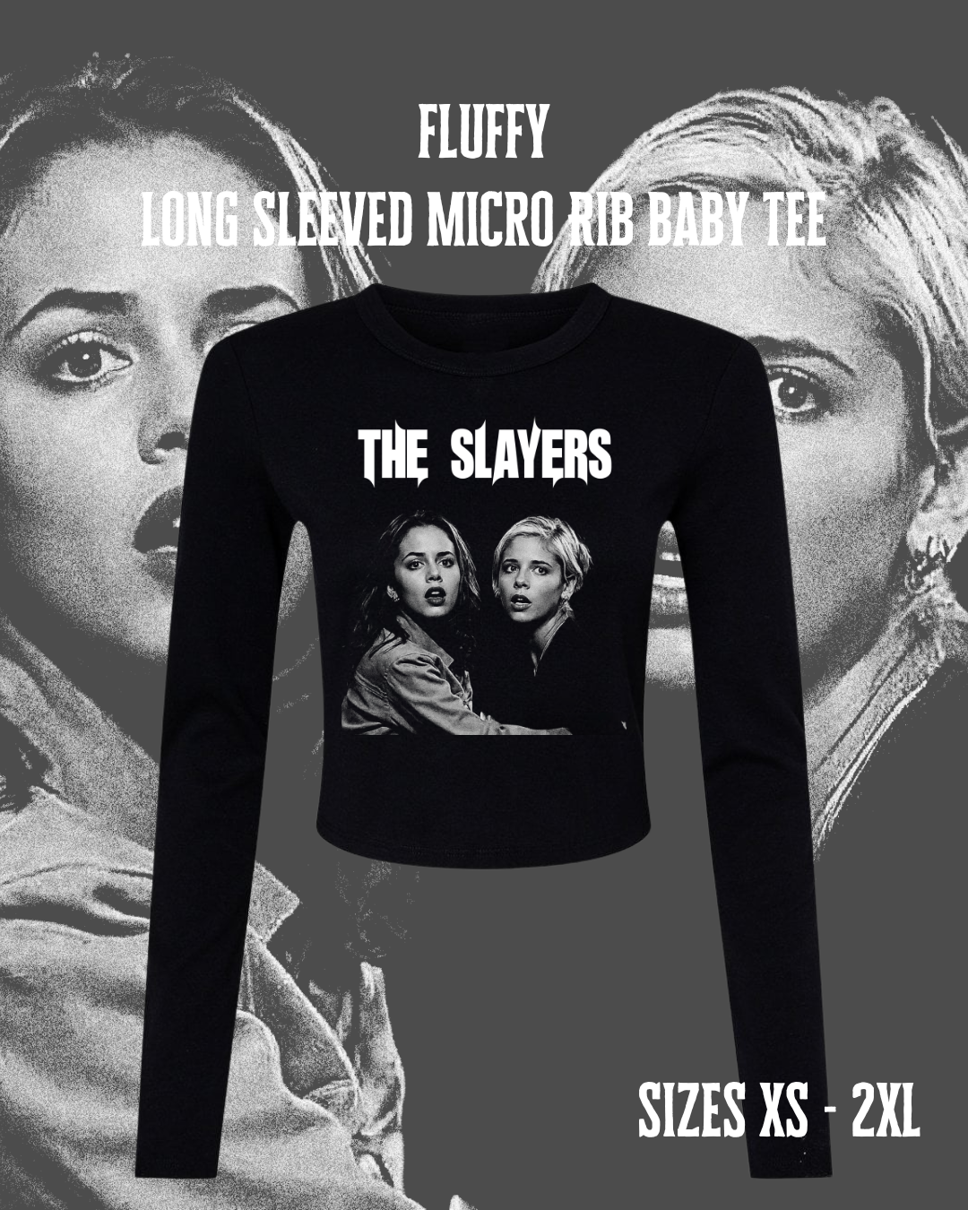 Long Sleeved Micro Rib Baby Tee –  The Slayers | Buffy + Faith | Hellmouth Collection