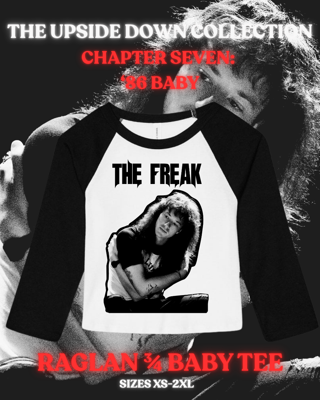 Raglan 3/4 Length Baby Tee – Chapter Seven | Eddie '86 Baby | The Upside Down Collection