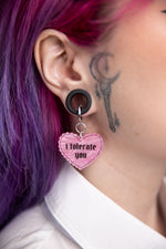 Load image into Gallery viewer, I Tolerate You Pink Marble Heart Earrings
