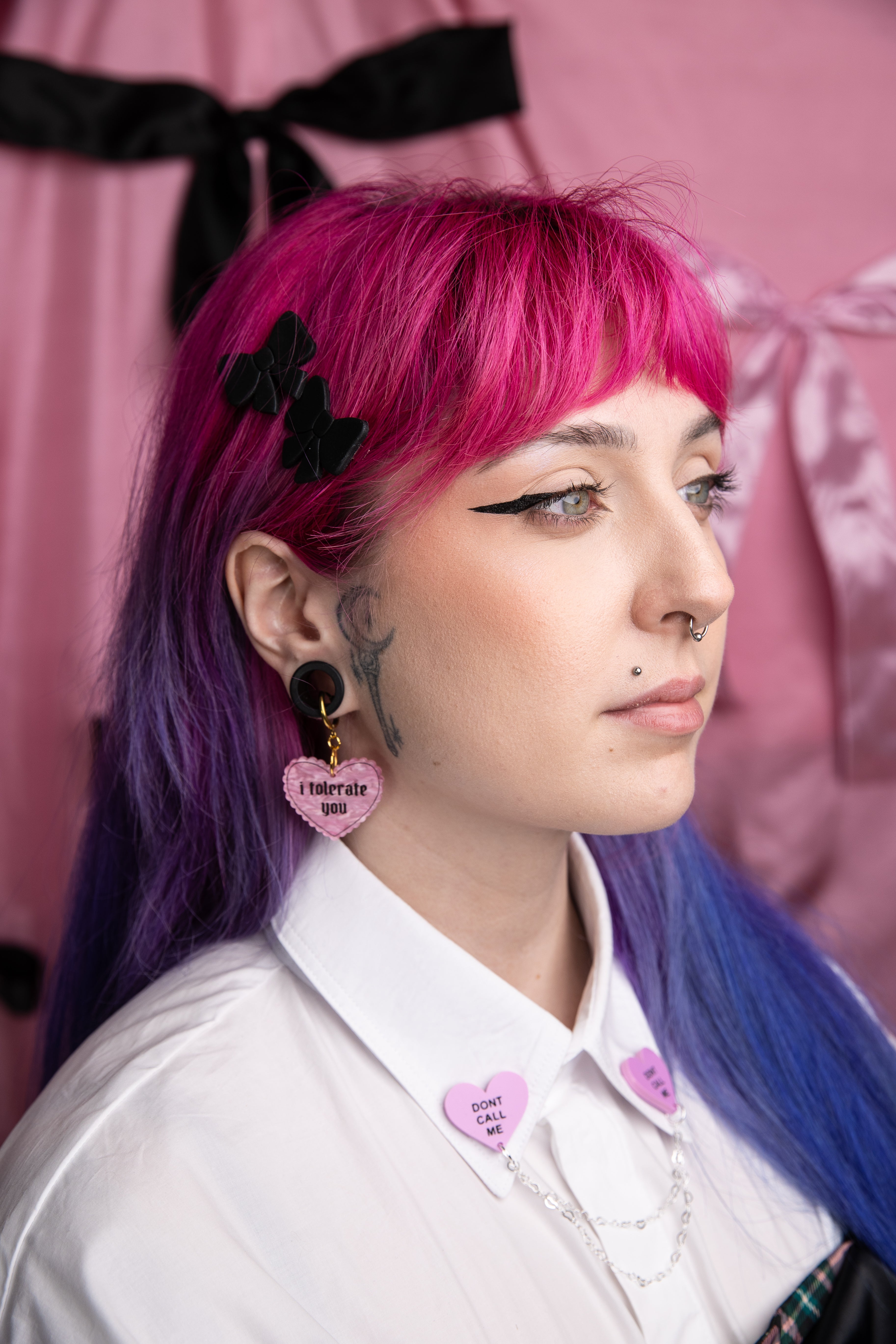 I Tolerate You Pink Marble Heart Earrings