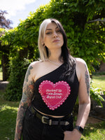 Load image into Gallery viewer, Red Wine Supernova Vintage Heart Black One Shoulder Top

