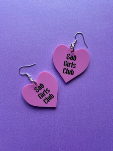 Sad Girls Club Pink Heart Earrings