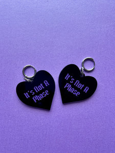 It's not a Phase Black Heart Earrings
