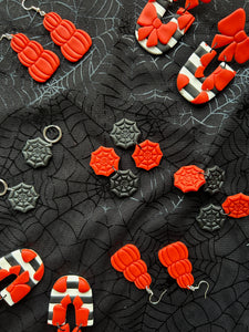 Orange & Black Cobweb Earrings