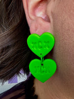 Load image into Gallery viewer, Charli XCX Brat Heart Duo Earrings
