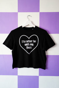 I'd Rather Be With My Dog Black Boxy Cropped T