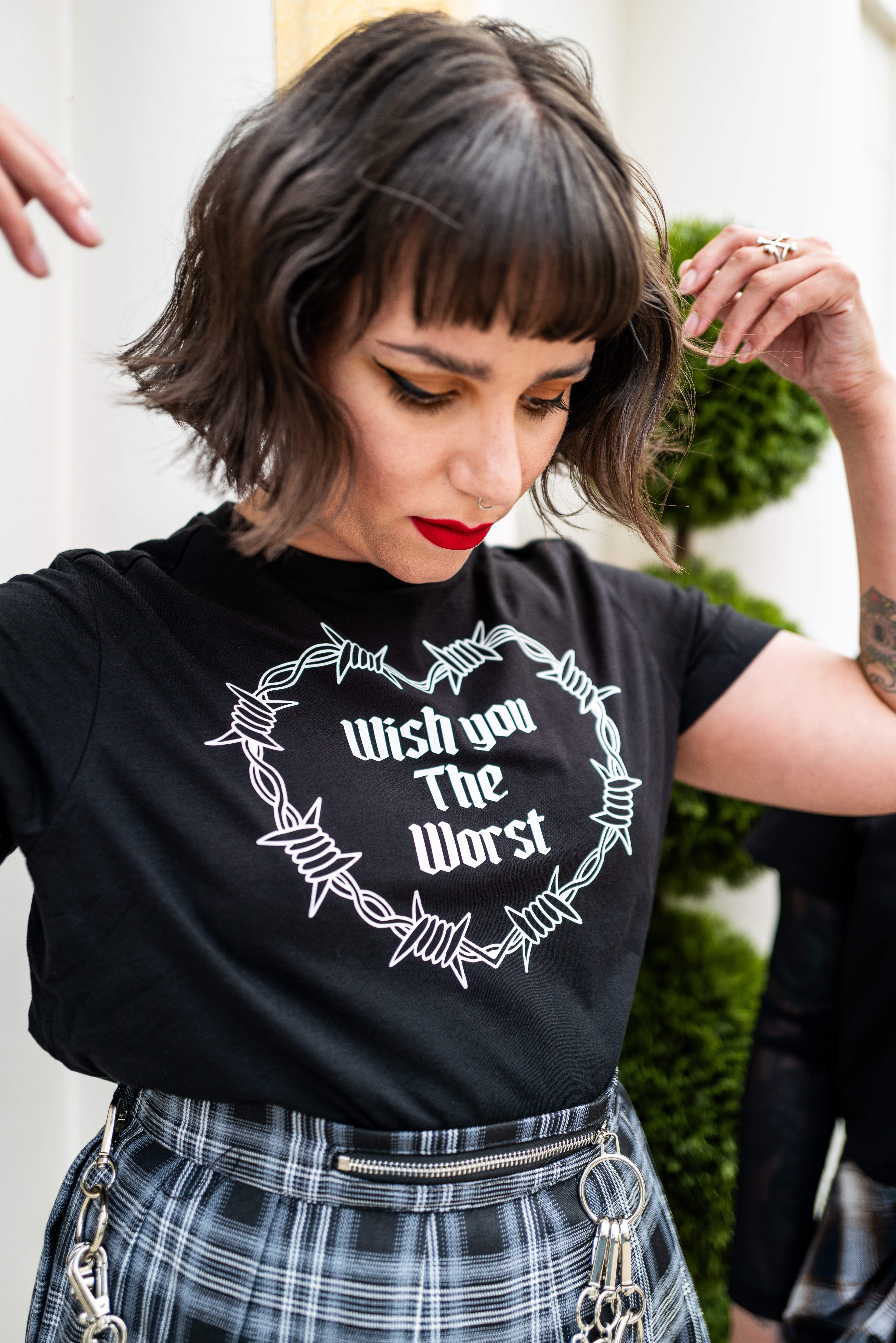 Wish You The Worst Black Boxy Cropped T