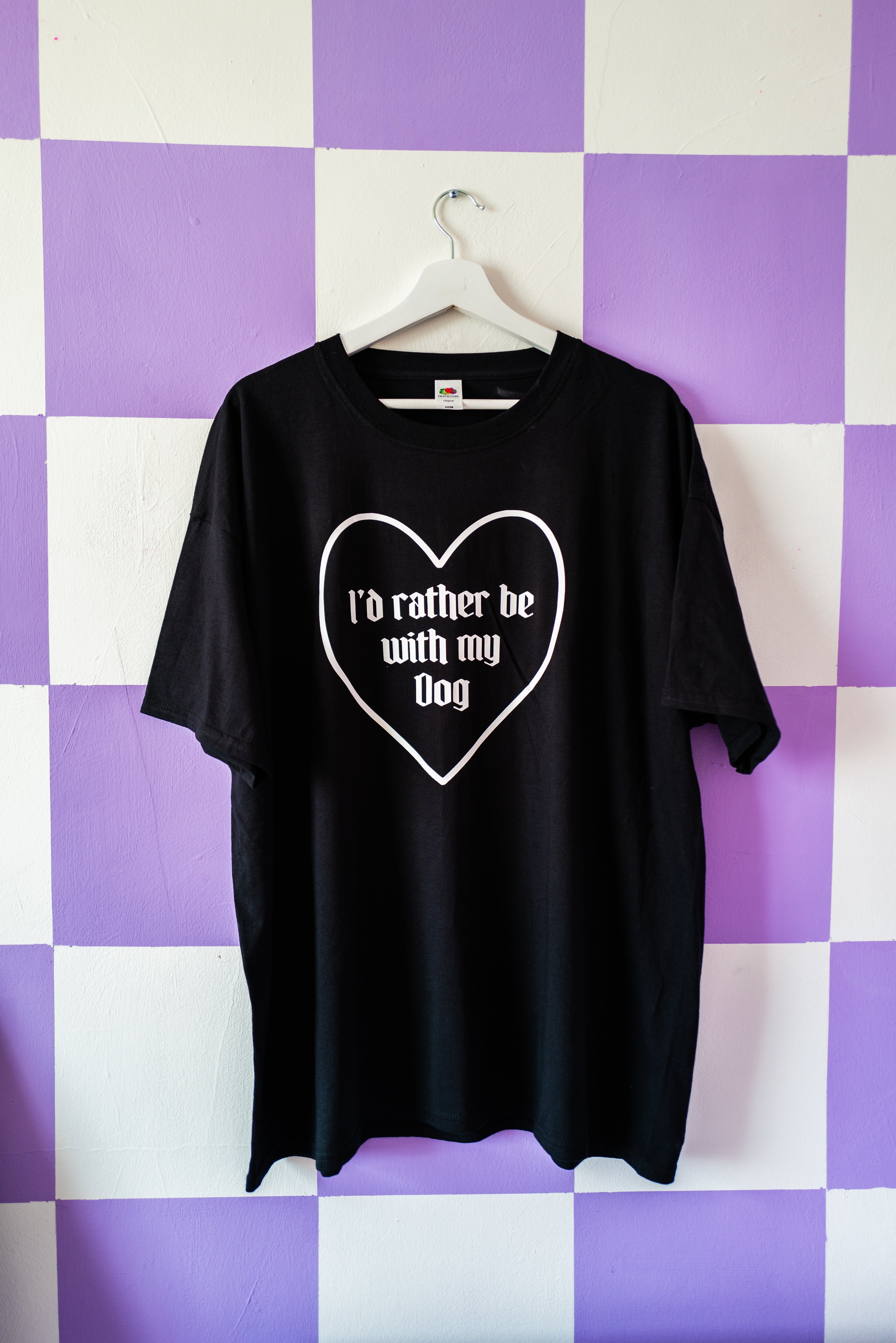 I'd Rather Be With My Dog Black Boxy Cropped T
