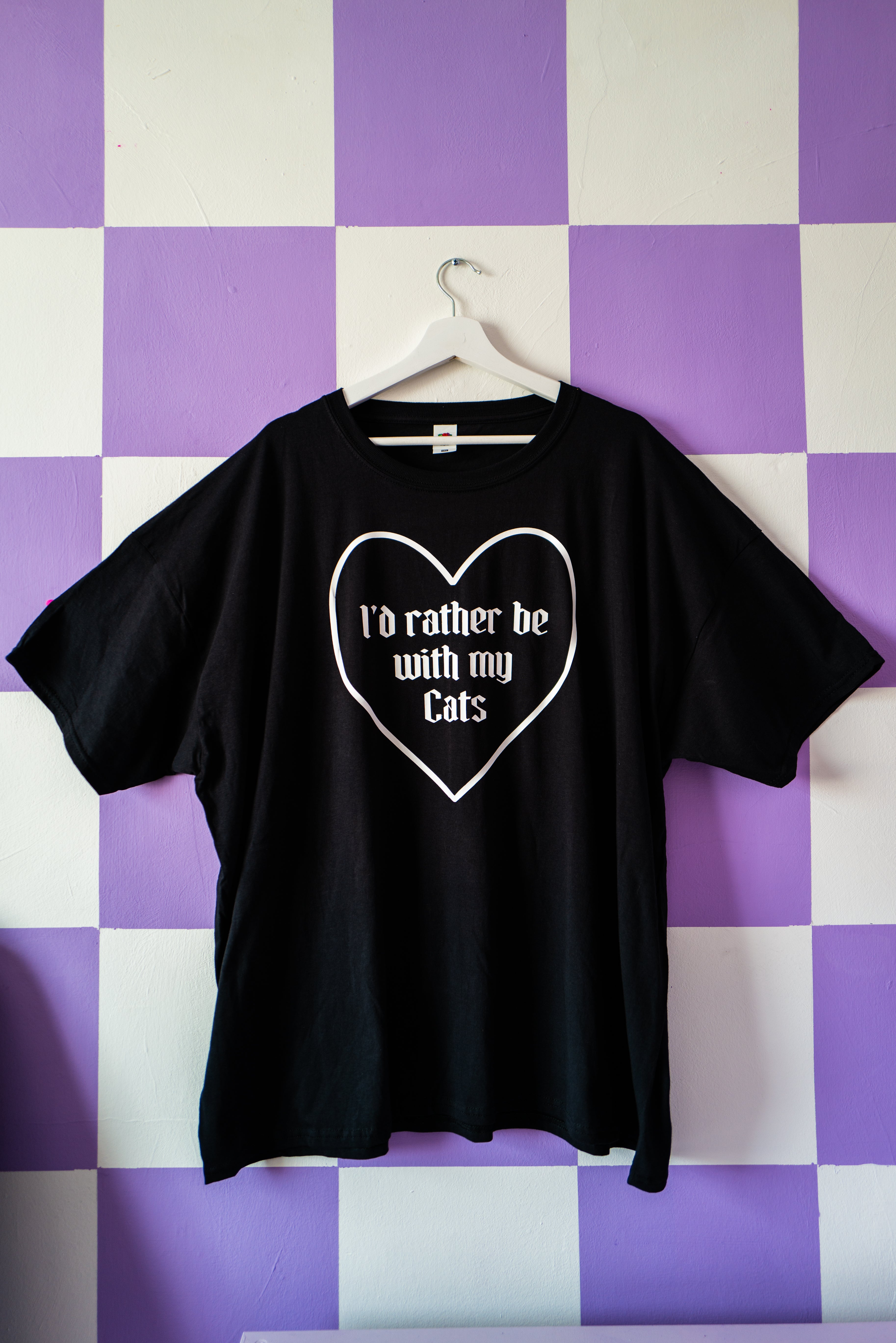 I'd Rather Be With My Cats Black Boxy Cropped T
