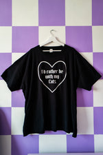 Load image into Gallery viewer, I&#39;d Rather Be With My Cats Black Boxy Cropped T
