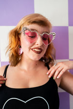 Load image into Gallery viewer, Clear Glitter Heart Studded Sunglasses
