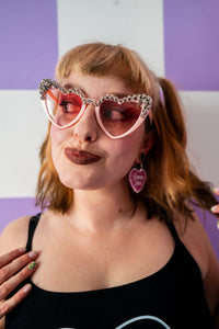 Pink Heart Studded Sunglasses