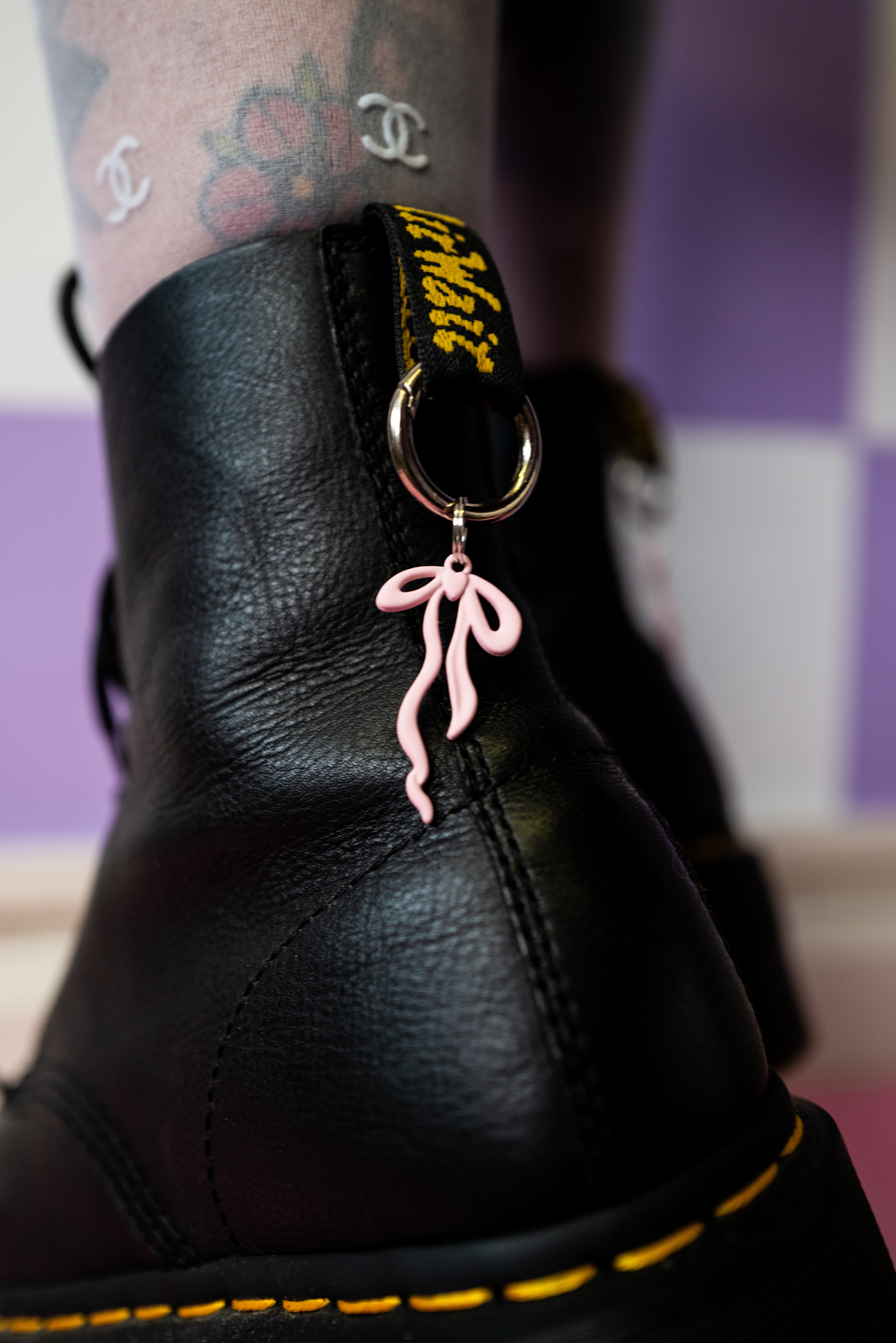 Baby Pink Bow Boot Charms