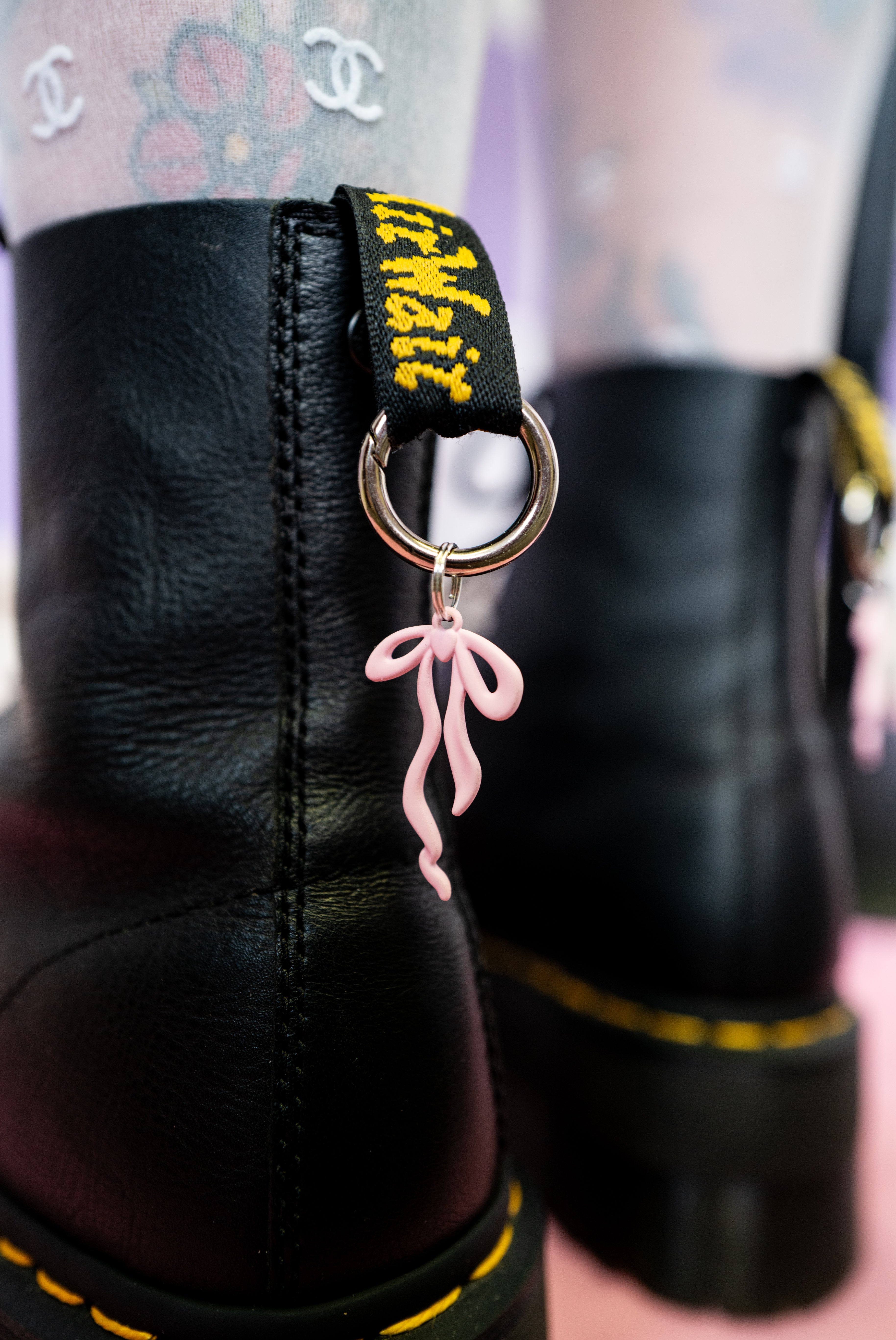 Baby Pink Bow Boot Charms