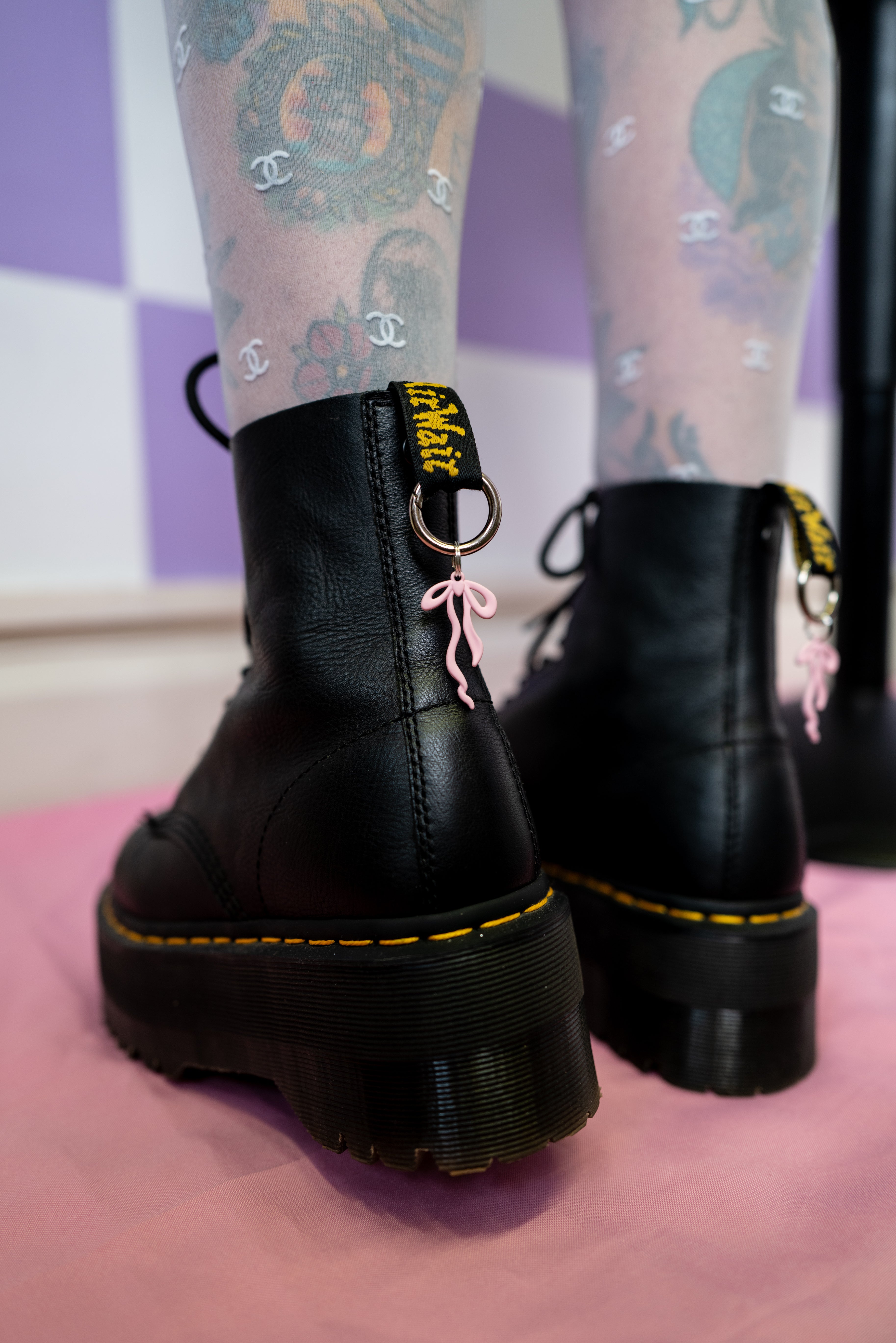 Baby Pink Bow Boot Charms