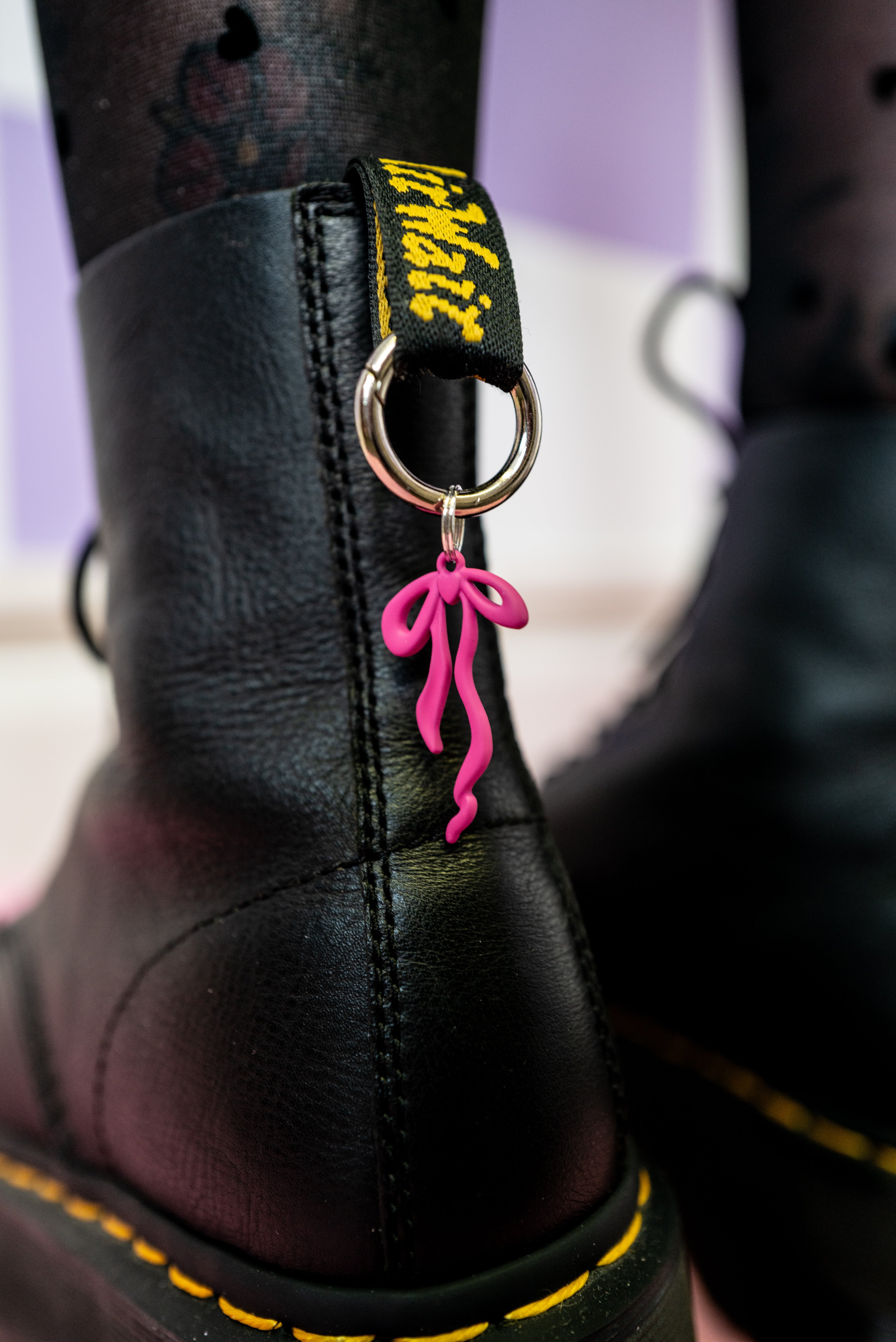 Hot Pink Bow Boot Charms