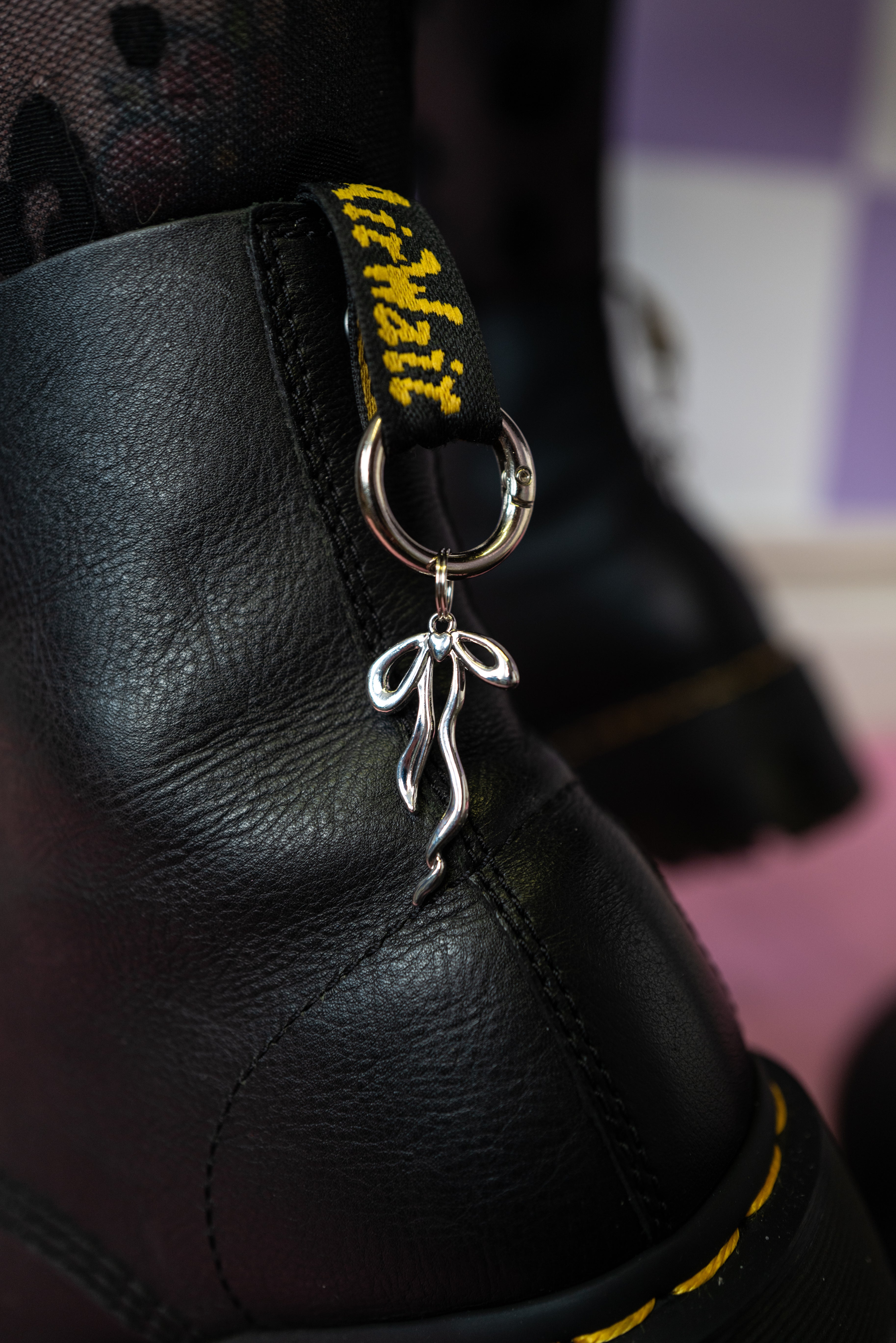 Silver Bow Boot Charms