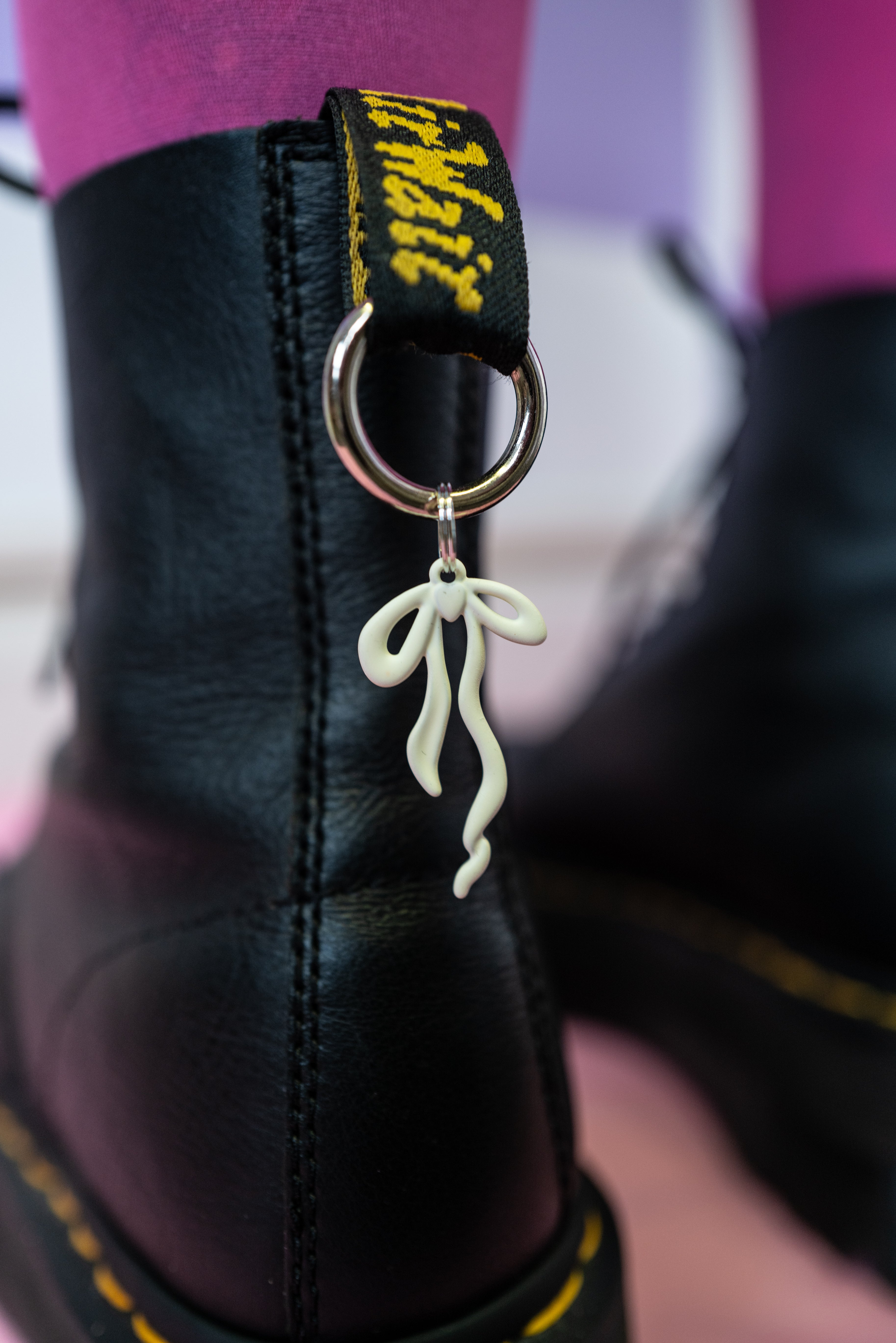 White Bow Boot Charms