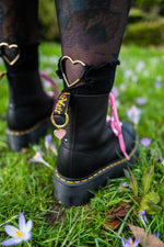 Load image into Gallery viewer, Pink &amp; Gold Heart Boot Charms
