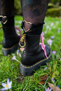 Pink & Gold Heart Boot Charms