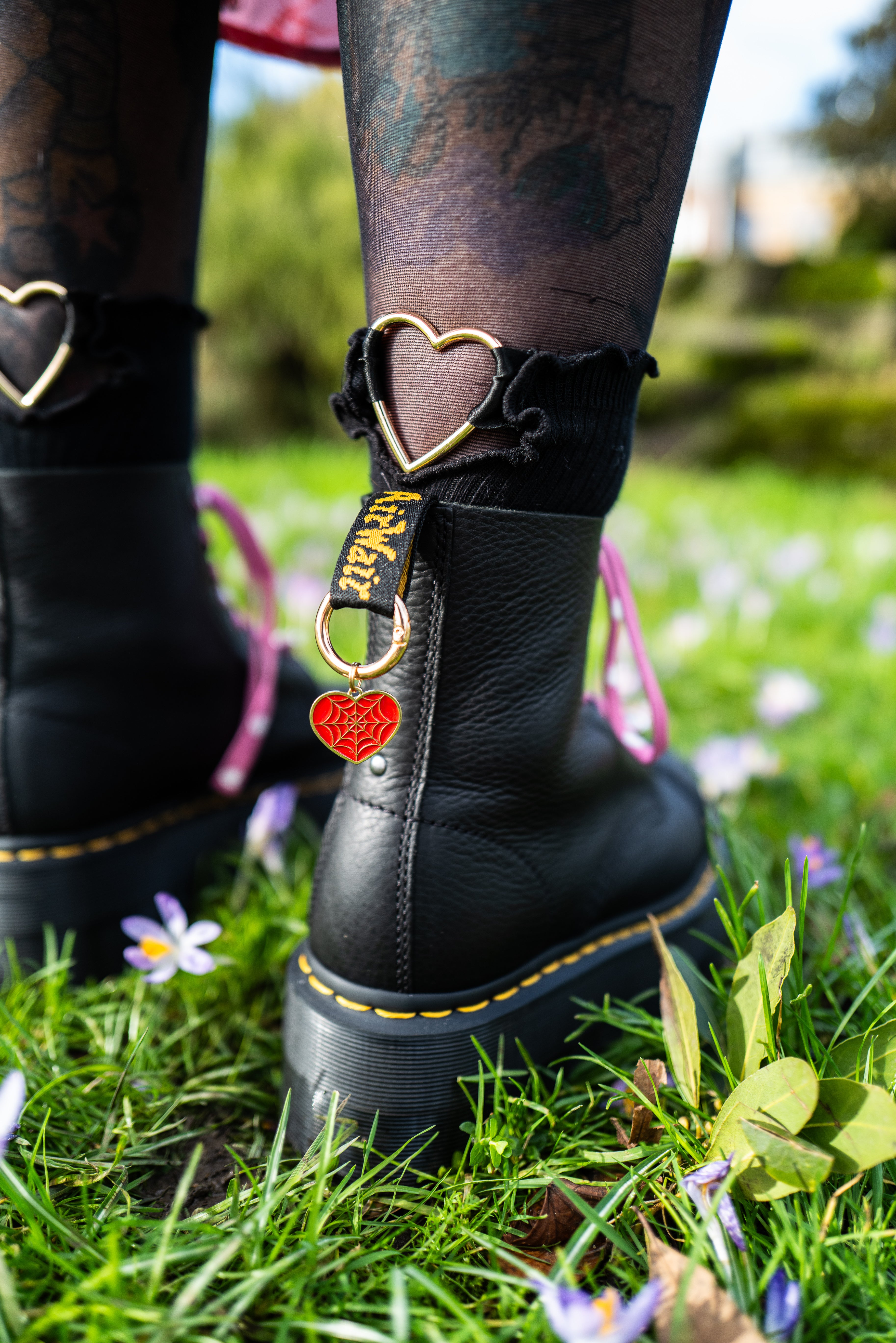 Red Cobweb Heart Boot Charms
