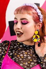 Load image into Gallery viewer, Cameron 90&#39;s Check Retro Earrings

